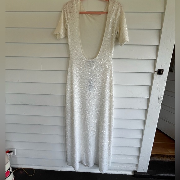 NWT BCBG Max Azria white sequin dress MED - Picture 5 of 7